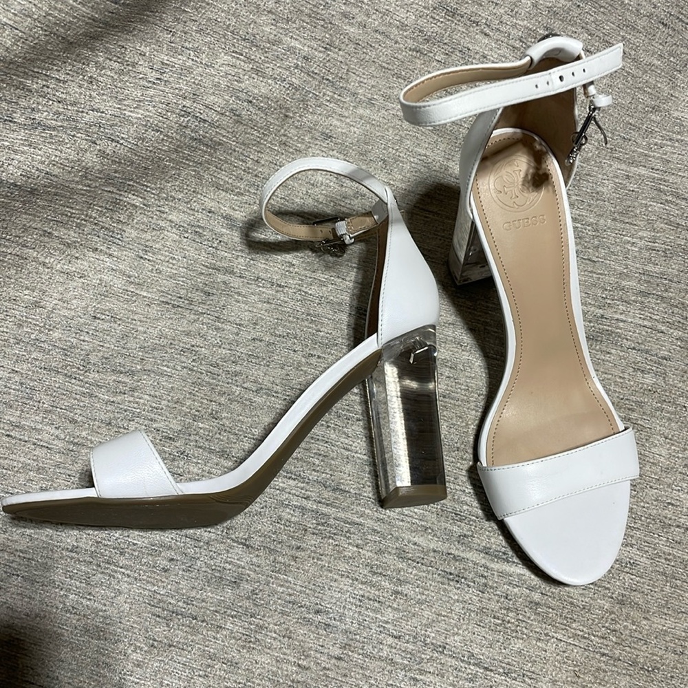 GUESS LA shoes with clear block heel, never worn, brand new condition size 8